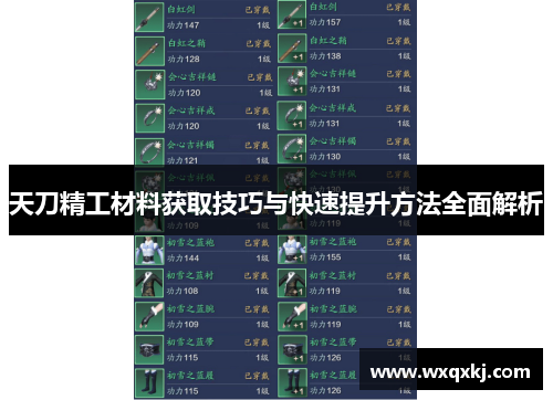 天刀精工材料获取技巧与快速提升方法全面解析